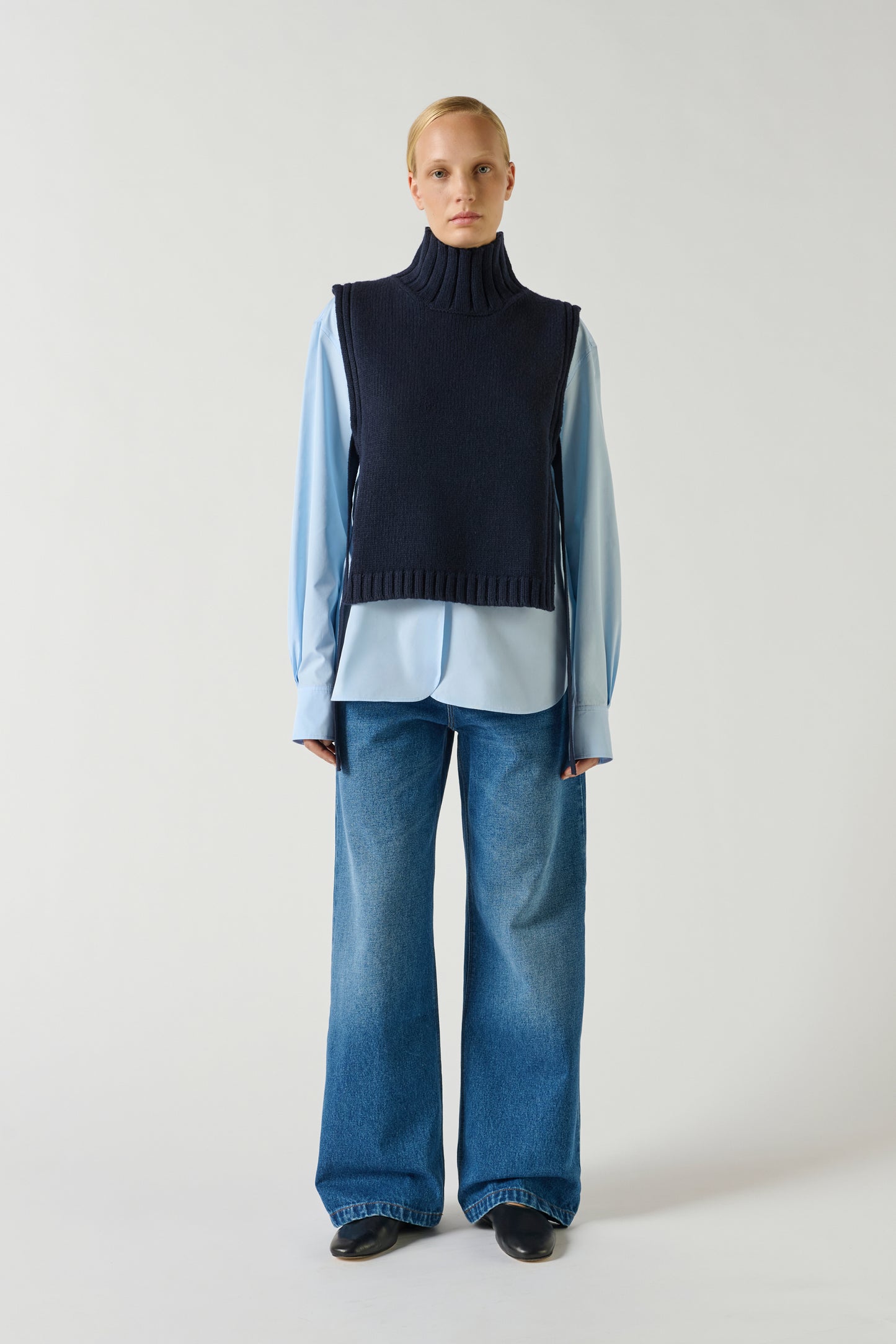 Pull Or - Navy - Laine - Femme