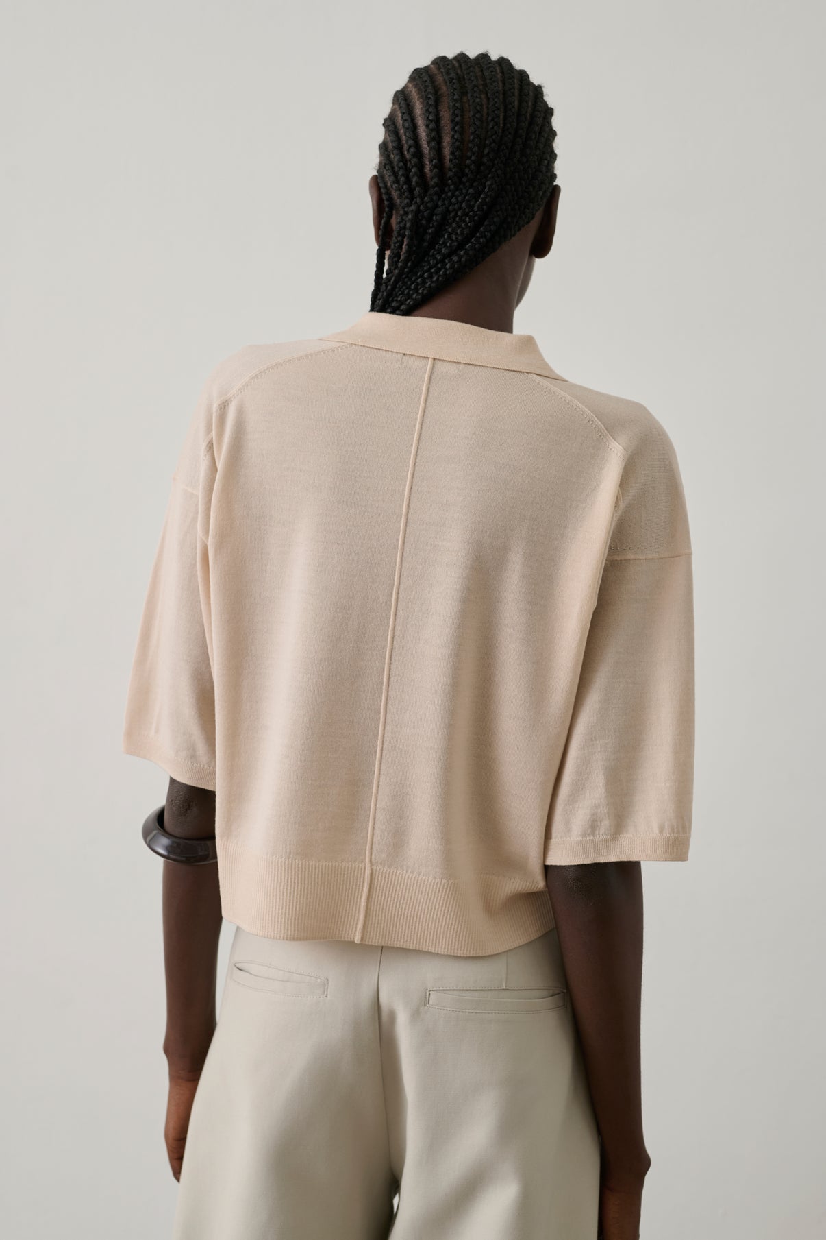 Polo Elton - Rose Poudre - Laine mérinos - Femme vue 2