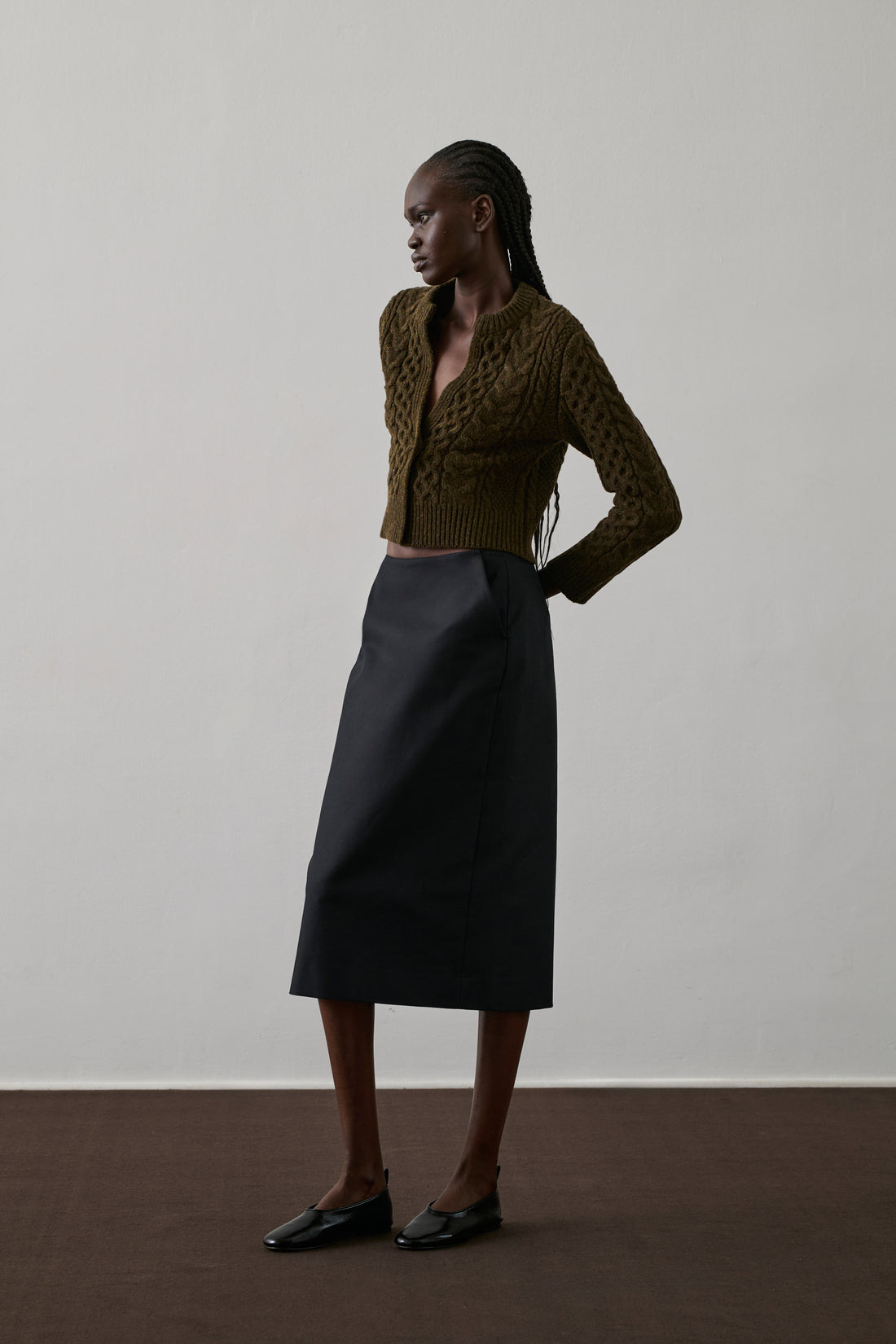 Cardigan Conrad - Kaki Chiné - Laine - Femme