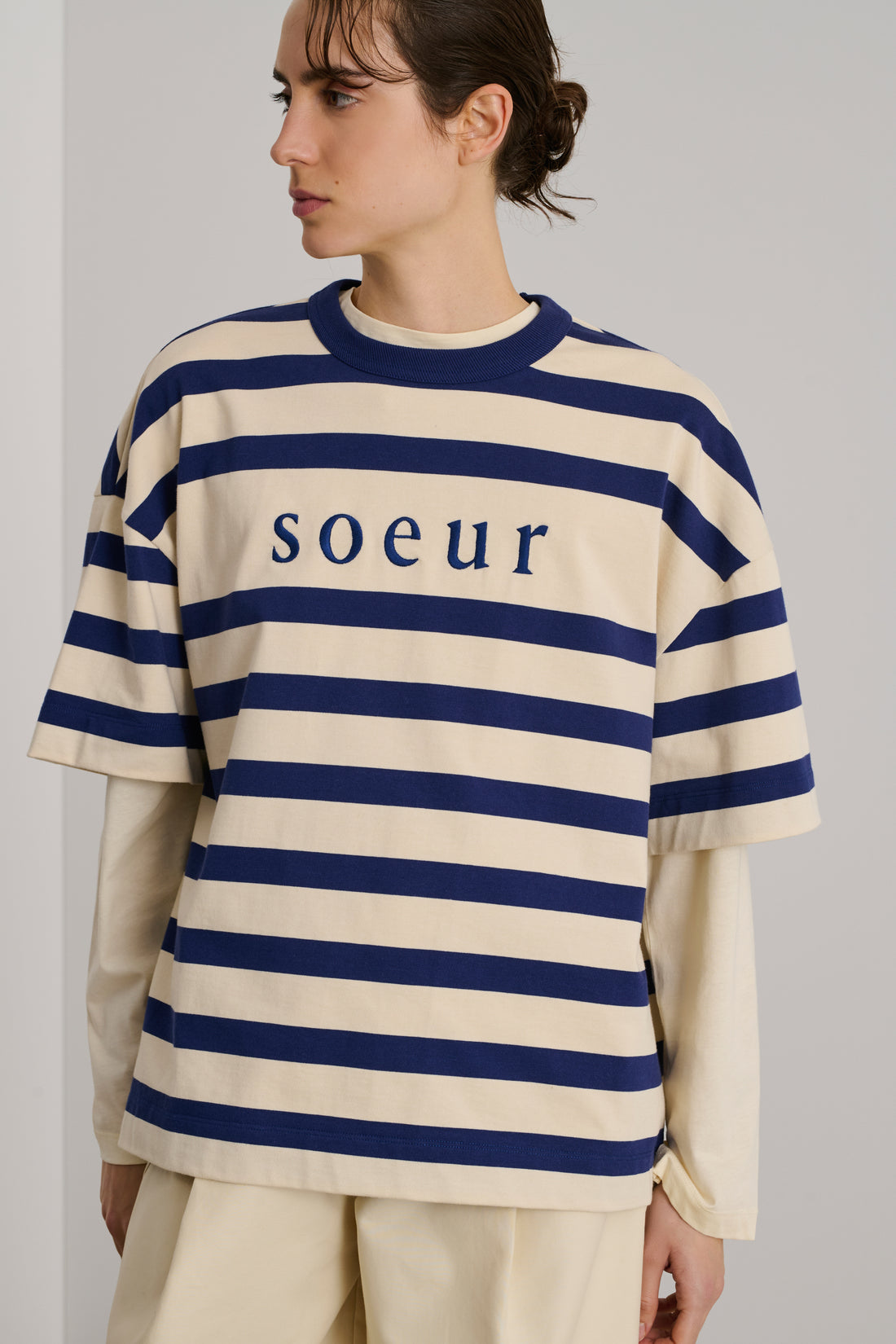 Tee-Shirt Adam - Écru/Marine - Coton - Femme